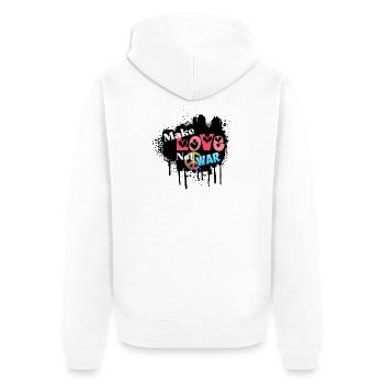 Liebe und Frieden, kein Krieg - Unisex Premium Bio Zip Hoodie - Weiß - Hinten - Thijin (182cm)