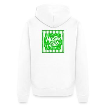 Tennis Meister 2026, Kreisliga Sieger grün - Unisex Premium Bio Zip Hoodie - Weiß - Hinten - Thijin (182cm)