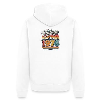 Vintage-Geburtstagsgeschenk für Männer 1976 für 47 Jahre - Unisex Premium Bio Zip Hoodie - Weiß - Hinten - Thijin (182cm)