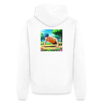 GIDAGI Fitness-Cartoons-Sammlung - Unisex Premium Bio Zip Hoodie - Weiß - Hinten - Thijin (182cm)