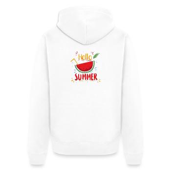 Bonjour illustration de pastèque d’été - Veste à capuche bio Premium Unisexe - blanc - Dos - Thijin (182cm)