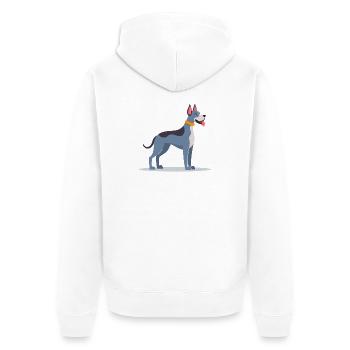 Dogue allemand gris-bleu (bande dessinée) - Veste à capuche bio Premium Unisexe - blanc - Dos - Thijin (182cm)