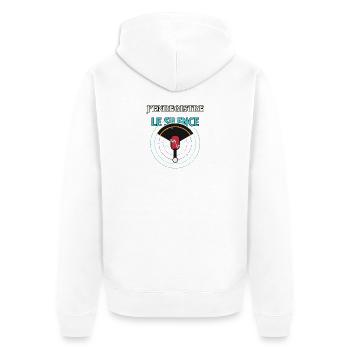 J'enregistre le silence - Veste à capuche bio Premium Unisexe - blanc - Dos - Thijin (182cm)