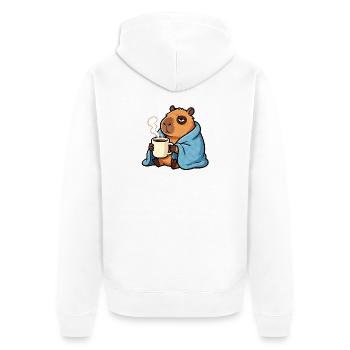 Ne t’inquiète pas, sois capy - Capybara drôle de café - Veste à capuche bio Premium Unisexe - blanc - Dos - Thijin (182cm)