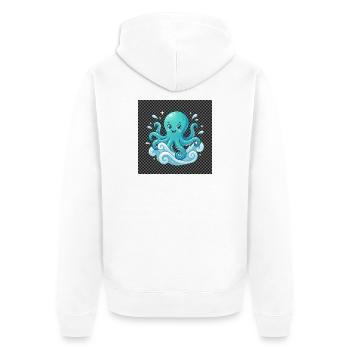 Cheerful Octopus with Waves - Unisex Premium Organic Zip Hoodie - white - Back - Thijin (182cm)
