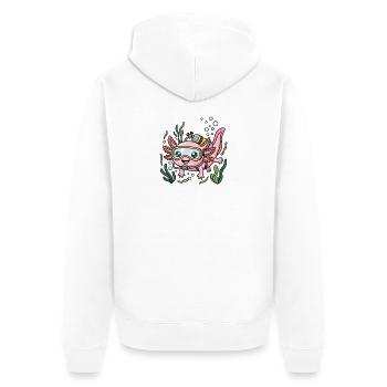 Diving Axolotl - Unisex Premium Organic Zip Hoodie - white - Back - Thijin (182cm)