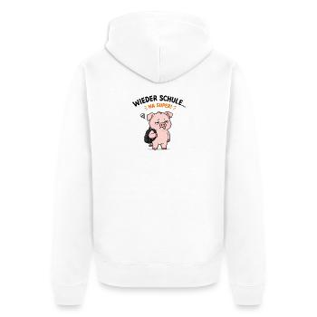 Wieder Schule Schweinchen Na Super - Unisex Premium Bio Zip Hoodie - Weiß - Hinten - Thijin (182cm)