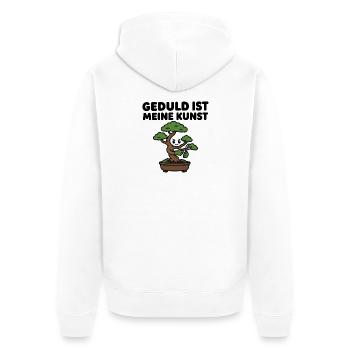 Bonsai-Baum – Geduld ist meine Kunst – Zen Design - Unisex Premium Bio Zip Hoodie - Weiß - Hinten - Thijin (182cm)