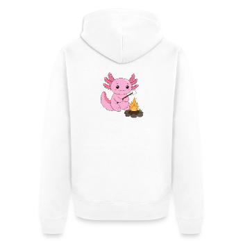 Axolotl rose grillant des guimauves au feu de camp – Sweet - Veste à capuche bio Premium Unisexe - blanc - Dos - Thijin (182cm)