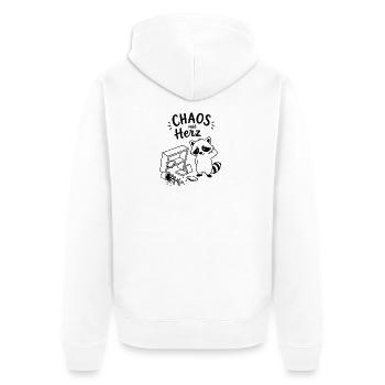 Chaos mit Herz - Unisex Premium Bio Zip Hoodie - Weiß - Hinten - Thijin (182cm)
