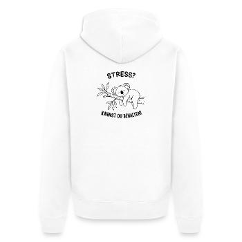 Stress? You can keep it! - Unisex Premium Organic Zip Hoodie - white - Back - Thijin (182cm)