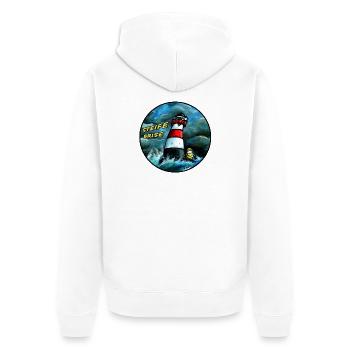 Seenotschaf-steife_brise - Unisex Premium Bio Zip Hoodie - Weiß - Hinten - Thijin (182cm)