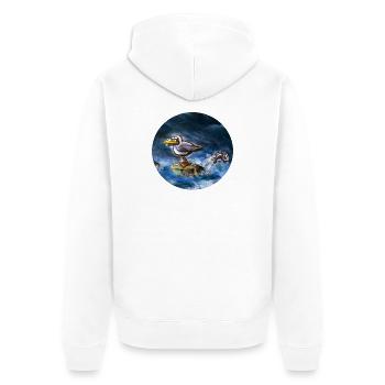 Moewe_mit_Fisch - Veste à capuche bio Premium Unisexe - blanc - Dos - Thijin (182cm)