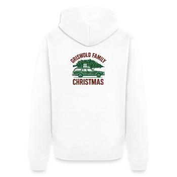 Voiture de Noël familiale vintage - Veste à capuche bio Premium Unisexe - blanc - Dos - Thijin (182cm)