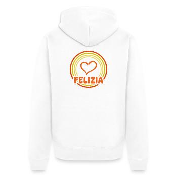 Geschenkidee Felizia - Unisex Premium Bio Zip Hoodie - Weiß - Hinten - Thijin (182cm)