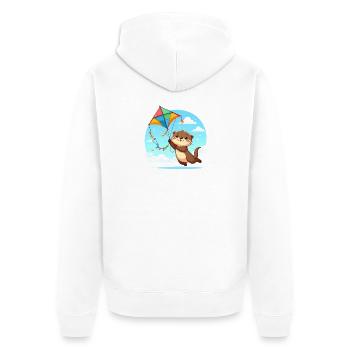 Kawaii Otter Flies a Dragon – Cute - Unisex Premium Organic Zip Hoodie - white - Back - Thijin (182cm)