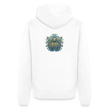 Dessin du trident du dieu de la mer Poséidon - Veste à capuche bio Premium Unisexe - blanc - Dos - Thijin (182cm)
