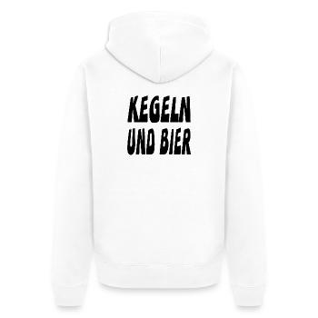 Kegeln - Unisex Premium Bio Zip Hoodie - Weiß - Hinten - Thijin (182cm)