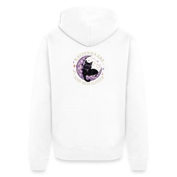 Katzenhaare sind mein Glitzer – Disco Katze - Unisex Premium Bio Zip Hoodie - Weiß - Hinten - Thijin (182cm)