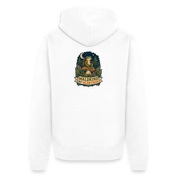 Waldkind mit WLAN-Pause - Unisex Premium Bio Zip Hoodie - Weiß - Hinten - Thijin (182cm)