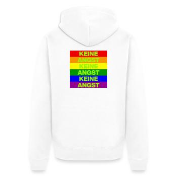 KEINE ANGST, NO NZS, NIE WIEDER, ANTIFASCHISMUS - Unisex Premium Bio Zip Hoodie - Weiß - Hinten - Thijin (182cm)