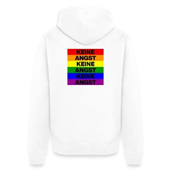 KEINE ANGST, NO NZS, NIE WIEDER, ANTIFASCHISMUS - Unisex Premium Bio Zip Hoodie - Weiß - Hinten - Thijin (182cm)