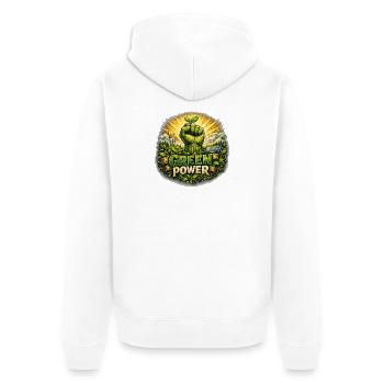 Green Power: Environmental Focus Fists - Unisex Premium Organic Zip Hoodie - white - Back - Thijin (182cm)