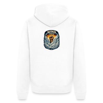 Ascension du poing de l’énergie éolienne - Veste à capuche bio Premium Unisexe - blanc - Dos - Thijin (182cm)