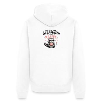 Kaffee Kuschelraccoon mit Herz - Unisex Premium Bio Zip Hoodie - Weiß - Hinten - Thijin (182cm)