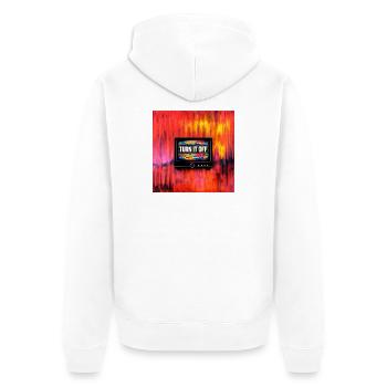 Turn It Off  typograpghy - Veste à capuche bio Premium Unisexe - blanc - Dos - Thijin (182cm)