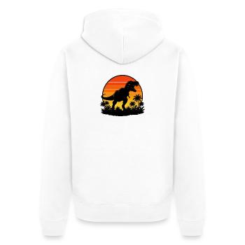 T-Rex au coucher de soleil tropical - Veste à capuche bio Premium Unisexe - blanc - Dos - Thijin (182cm)