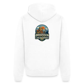 Draußen ist mein Lieblingsmodus – Bär - Unisex Premium Bio Zip Hoodie - Weiß - Hinten - Thijin (182cm)