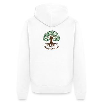 Happy Arbor Day, Leaves, Tree and Roots - Unisex Premium Organic Zip Hoodie - white - Back - Thijin (182cm)