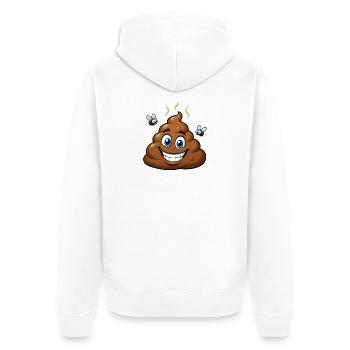 Brown Comic Dog Poop with Flies – Humorous - Unisex Premium Organic Zip Hoodie - white - Back - Thijin (182cm)