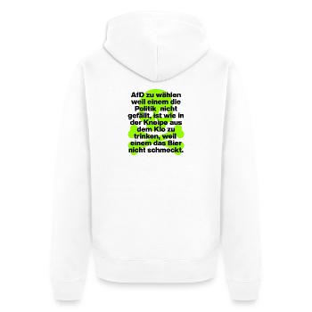 AFD WÄHLEN IST EKELIG, SKULL GRÜN, NO NZS NO AFD - Unisex Premium Bio Zip Hoodie - Weiß - Hinten - Thijin (182cm)