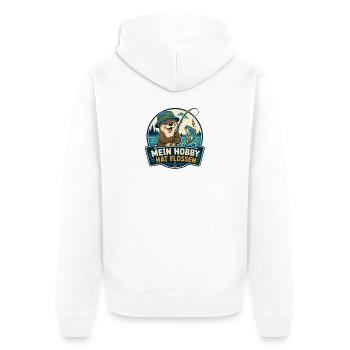 Mein Hobby hat Flossen – Angel-Otter - Unisex Premium Bio Zip Hoodie - Weiß - Hinten - Thijin (182cm)