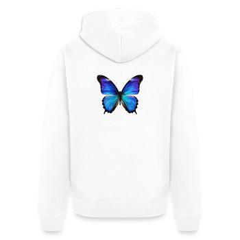 Empreinte aile du Monarque Azur - Veste à capuche bio Premium Unisexe - blanc - Dos - Thijin (182cm)