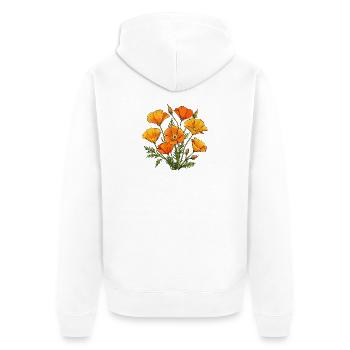 California Poppy - Unisex Premium Organic Zip Hoodie - white - Back - Thijin (182cm)
