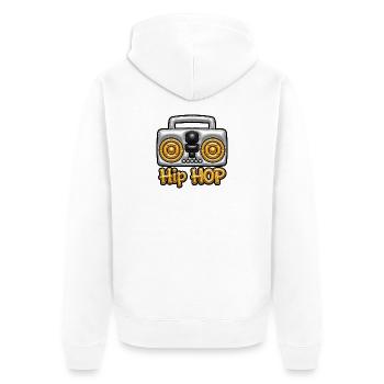 Hip Hop Boombox Gold - Puffy 3D Oldschool - Unisex Premium Bio Zip Hoodie - Weiß - Hinten - Thijin (182cm)