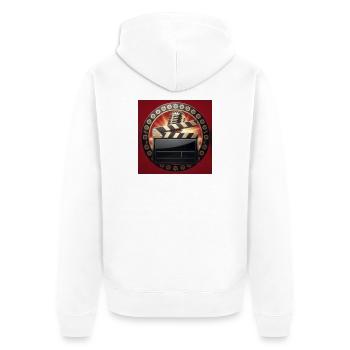 Retro Cinema Clapboard - Unisex Premium Organic Zip Hoodie - white - Back - Thijin (182cm)