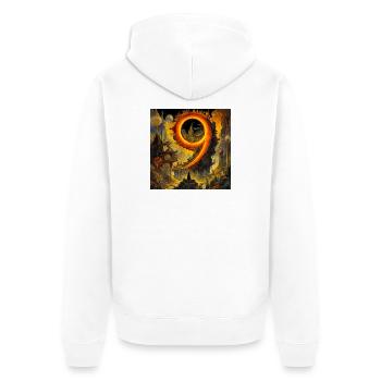 Un neuf de feu dans un paysage surréaliste - Veste à capuche bio Premium Unisexe - blanc - Dos - Thijin (182cm)