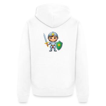 Chevalier de bande dessinée en armure de chevalier avec épée – Héros - Veste à capuche bio Premium Unisexe - blanc - Dos - Thijin (182cm)