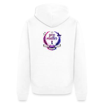 Vous comptez : Continuez Cercle - Veste à capuche bio Premium Unisexe - blanc - Dos - Thijin (182cm)