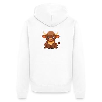 Süßes Baby-Büffel - Unisex Premium Bio Zip Hoodie - Weiß - Hinten - Thijin (182cm)