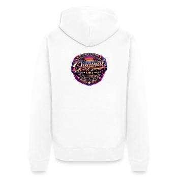 Insigne rétro Neon Synthwave des années 1980 Original 1986 - Veste à capuche bio Premium Unisexe - blanc - Dos - Thijin (182cm)