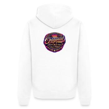 Retro 1980s Neon Synthwave Original 1988 Badge - Unisex Premium Bio Zip Hoodie - Weiß - Hinten - Thijin (182cm)