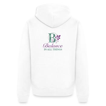 Balance_-_all_the_time - Unisex Premium Bio Zip Hoodie - Weiß - Hinten - Thijin (182cm)