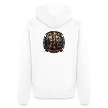 Leiterin des Schildmaiden-Klassenzimmers - Unisex Premium Bio Zip Hoodie - Weiß - Hinten - Thijin (182cm)