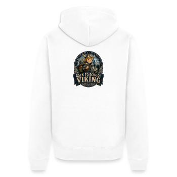 Zurück zur Schule, Wikinger - Unisex Premium Bio Zip Hoodie - Weiß - Hinten - Thijin (182cm)