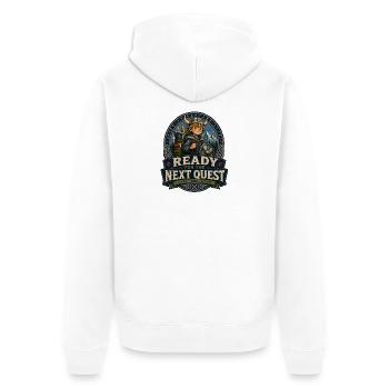 Wikinger-Quest: Bereit für das nächste Abenteuer - Unisex Premium Bio Zip Hoodie - Weiß - Hinten - Thijin (182cm)
